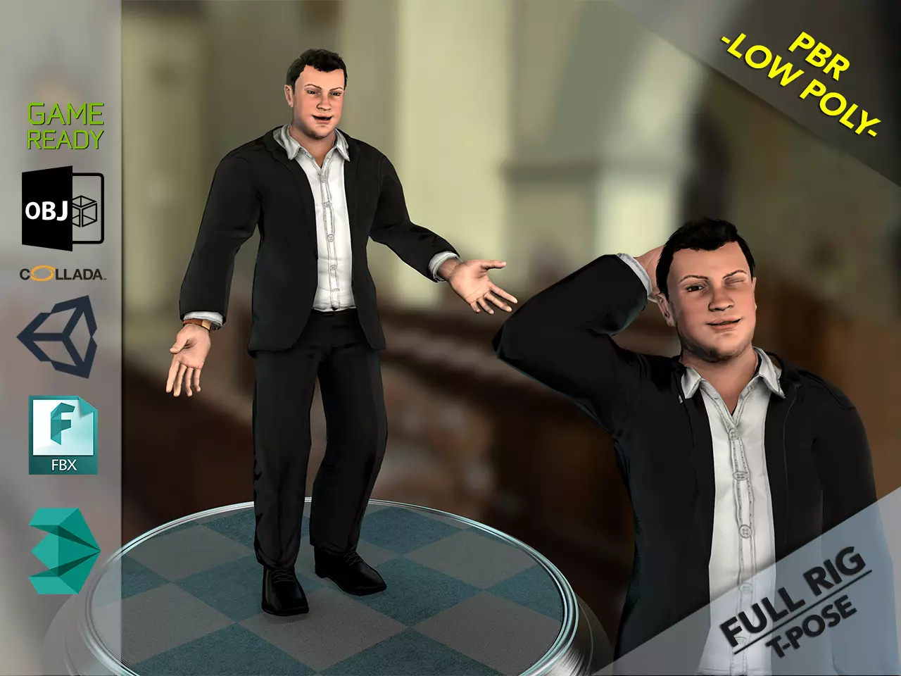 Man in Suit Low-poly 3D model