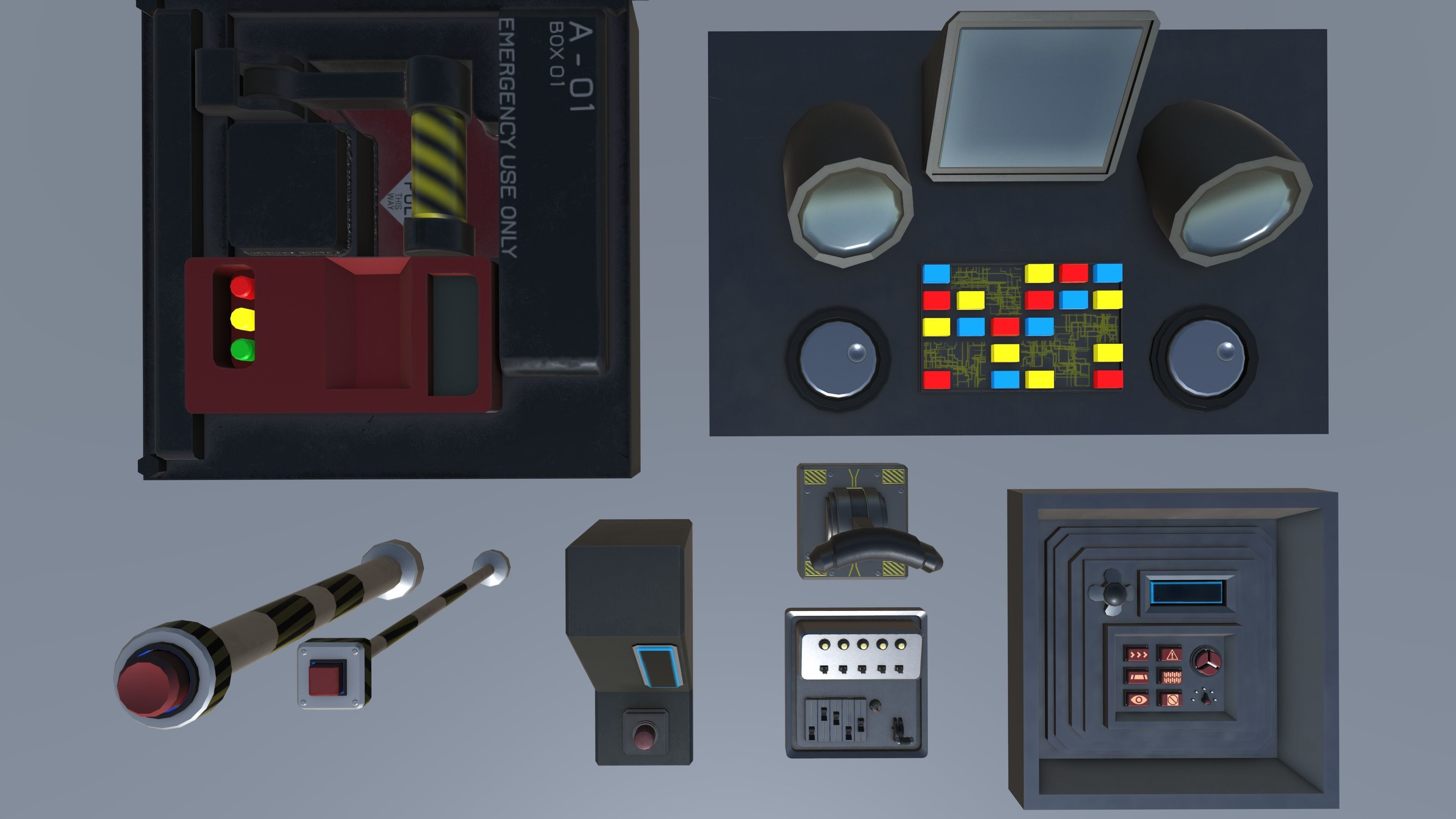 Sci fi Buttons  Levers and Gears Vol 1 3D model_4