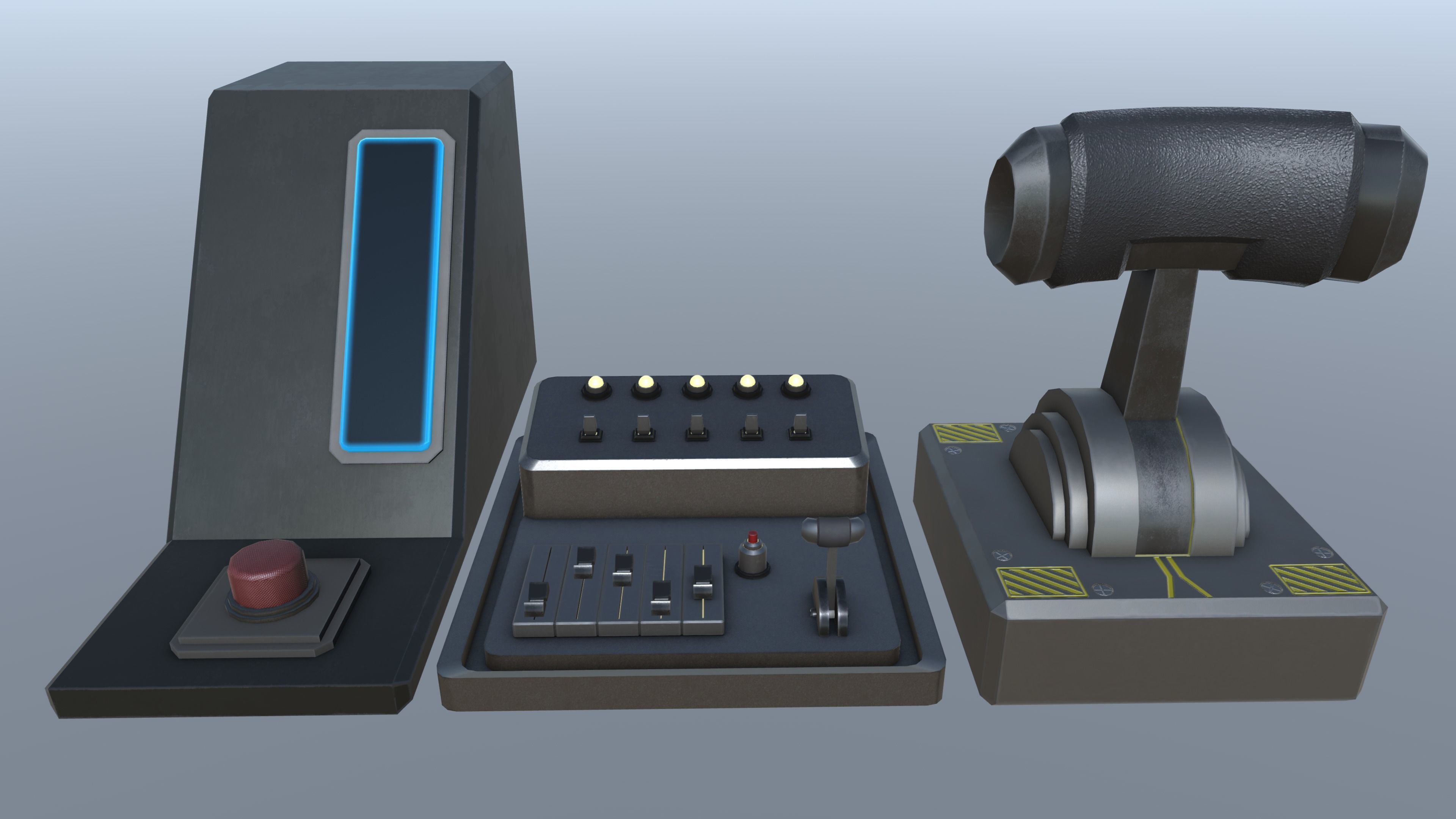 Sci fi Buttons  Levers and Gears Vol 1 3D model_3