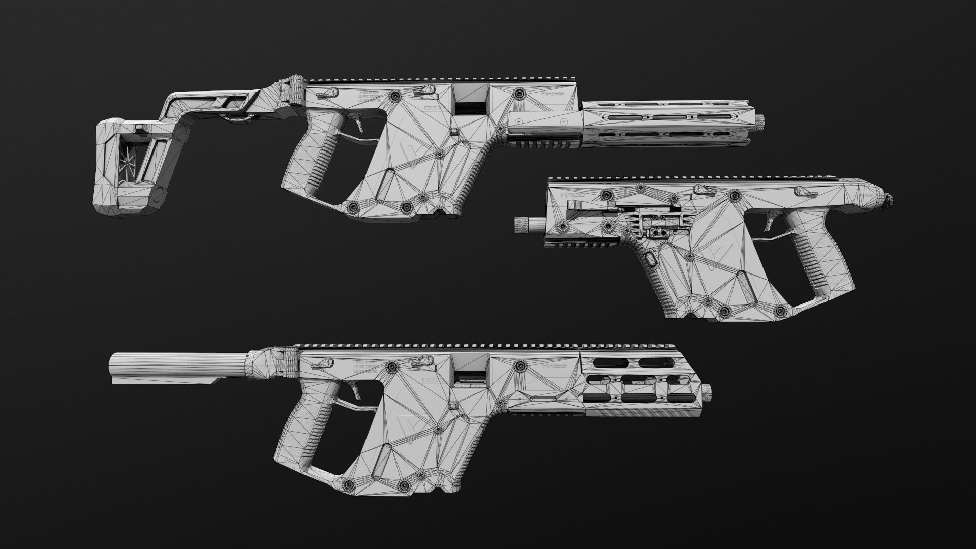 Kriss Vector SMG Low-poly 3D model_2