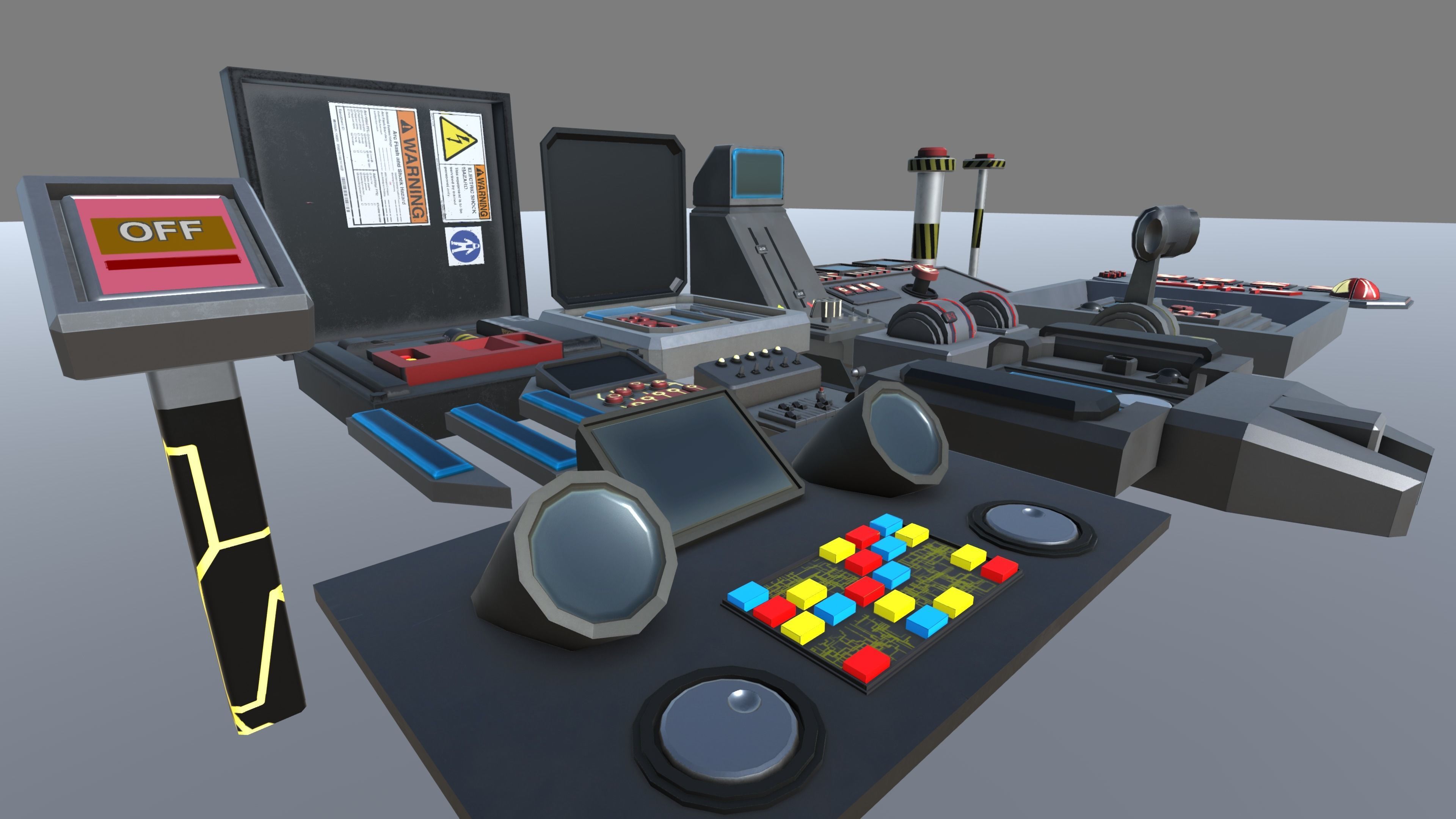 Sci fi Buttons Levers and Gear Ultimate Pack Low-poly 3D model_1