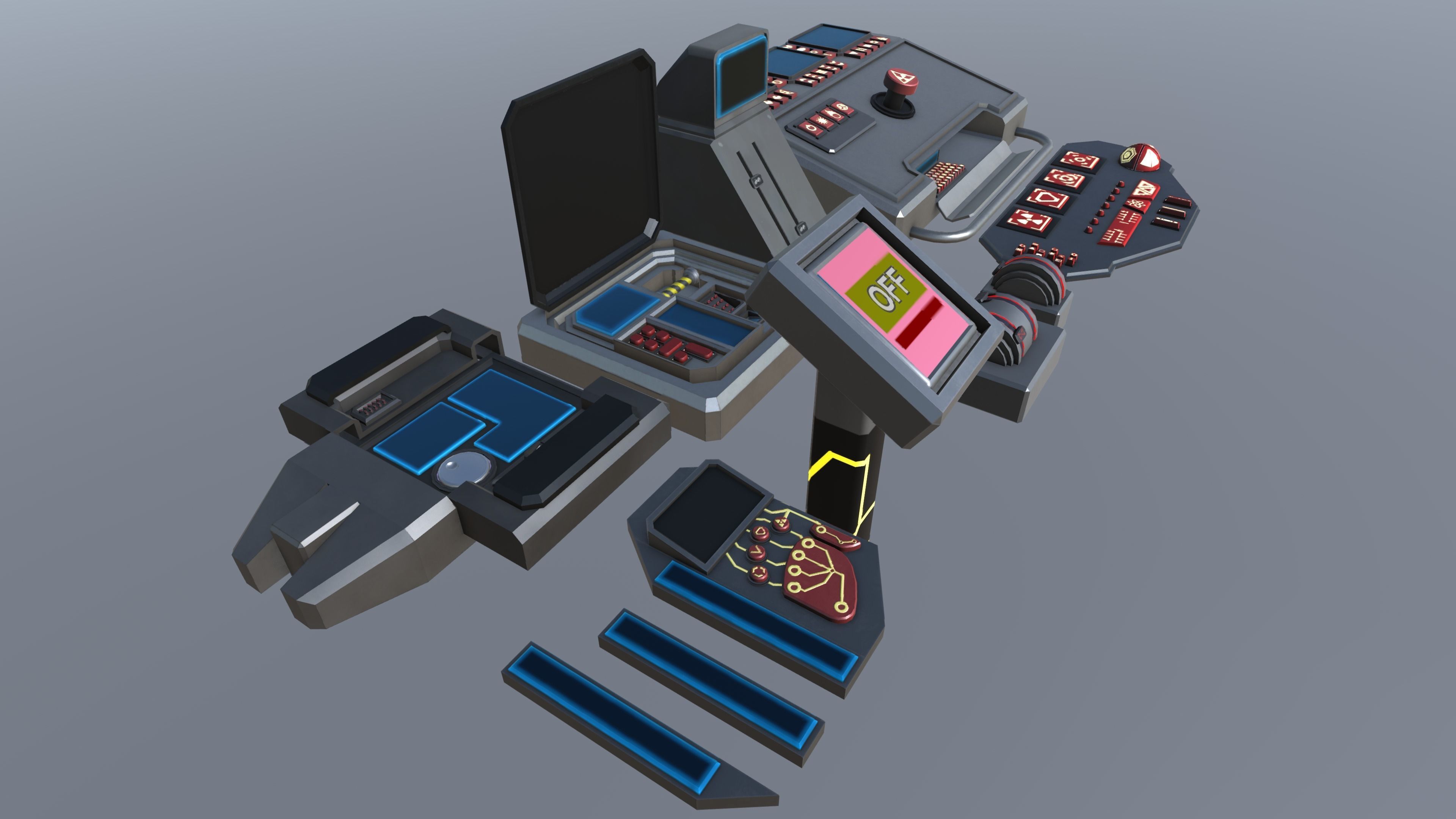 Sci fi Buttons Levers and Gear Ultimate Pack Low-poly 3D model_6