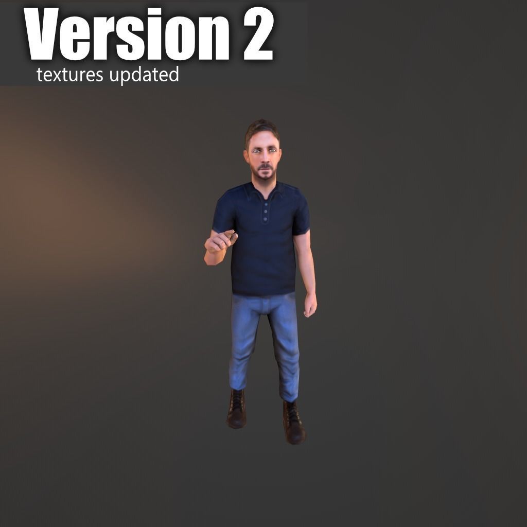 Casual Man with Polo Shirt - With VRCHAT VISEMES Low-poly 3D model_3