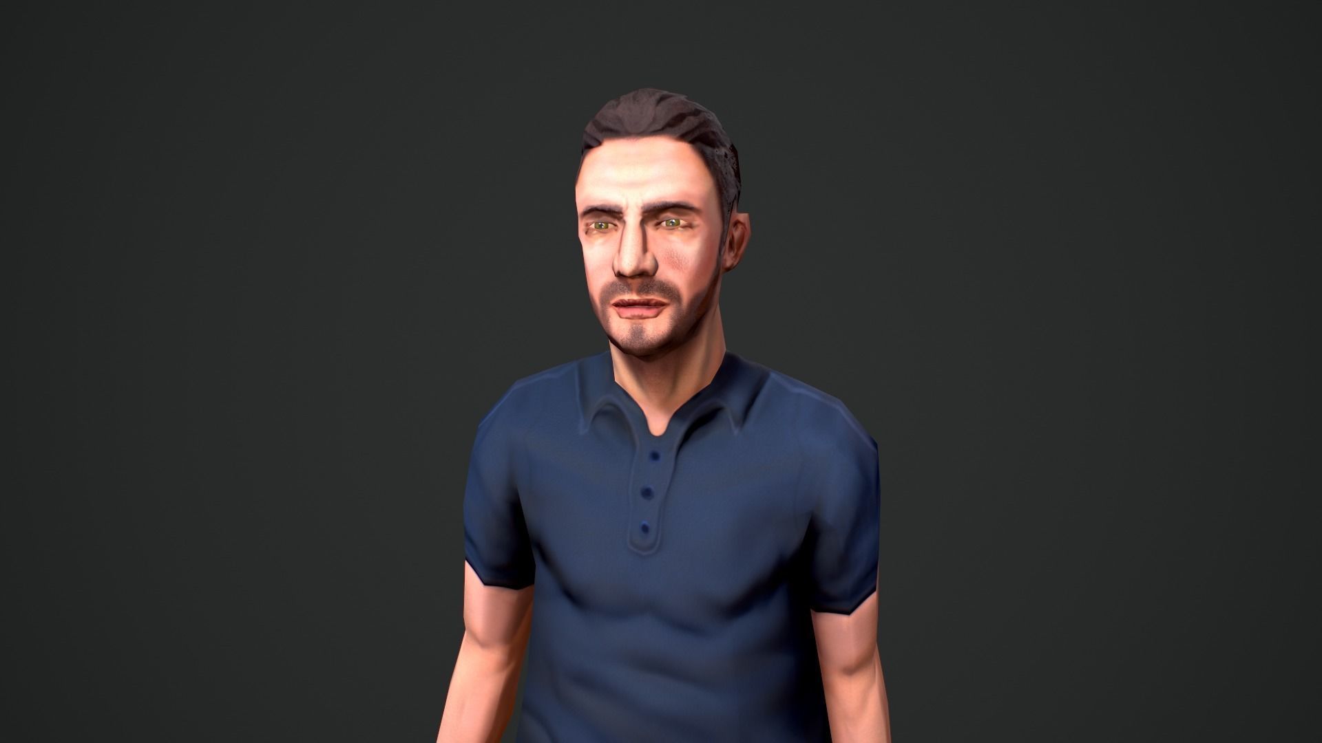 Casual Man with Polo Shirt - With VRCHAT VISEMES Low-poly 3D model_8