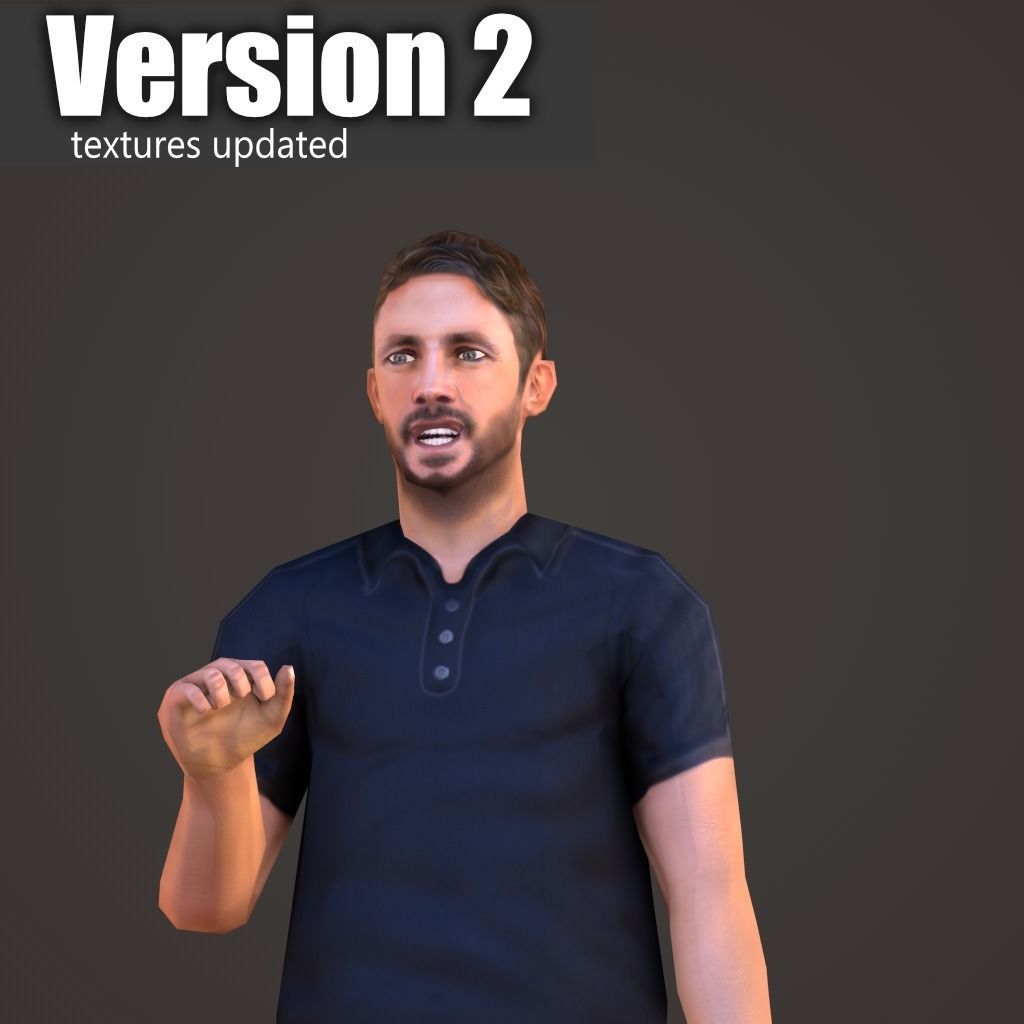 Casual Man with Polo Shirt - With VRCHAT VISEMES Low-poly 3D model_4