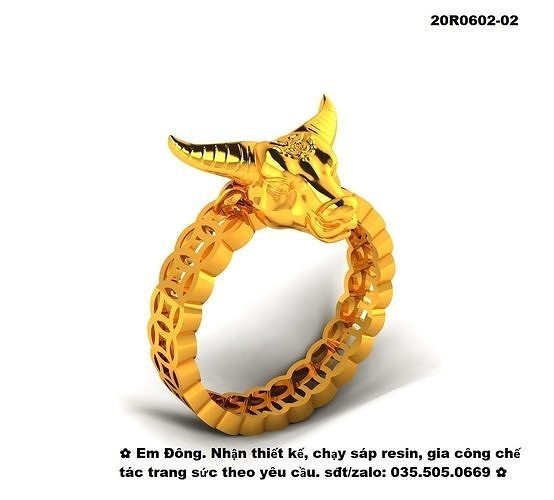 12 animal zodiac watter bufalow ring 3D print model