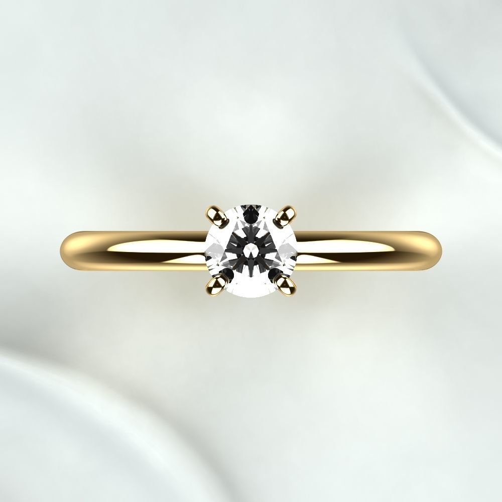 Single Diamond Wedding Rings Set 3D print model_7