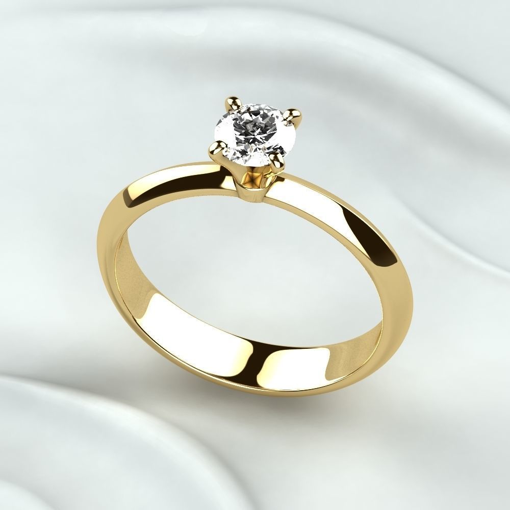 Single Diamond Wedding Rings Set 3D print model_10