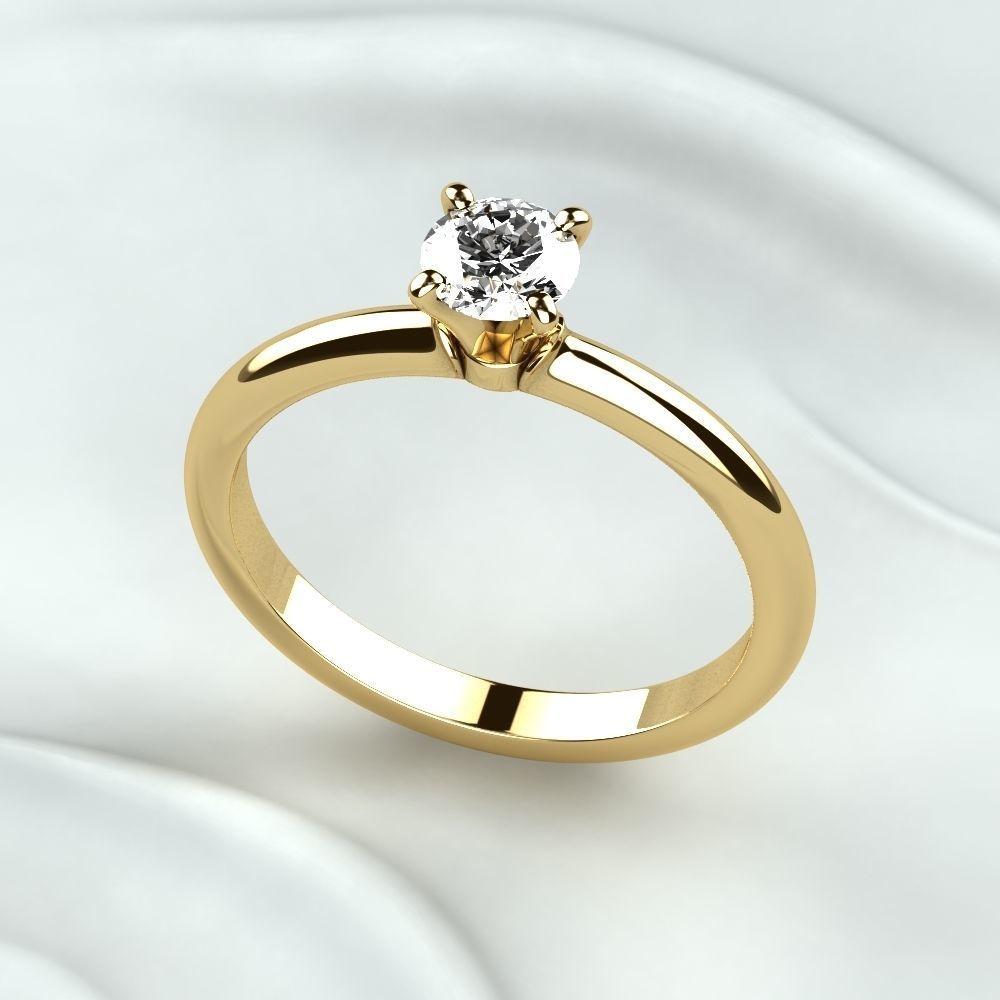 Single Diamond Wedding Rings Set 3D print model_4