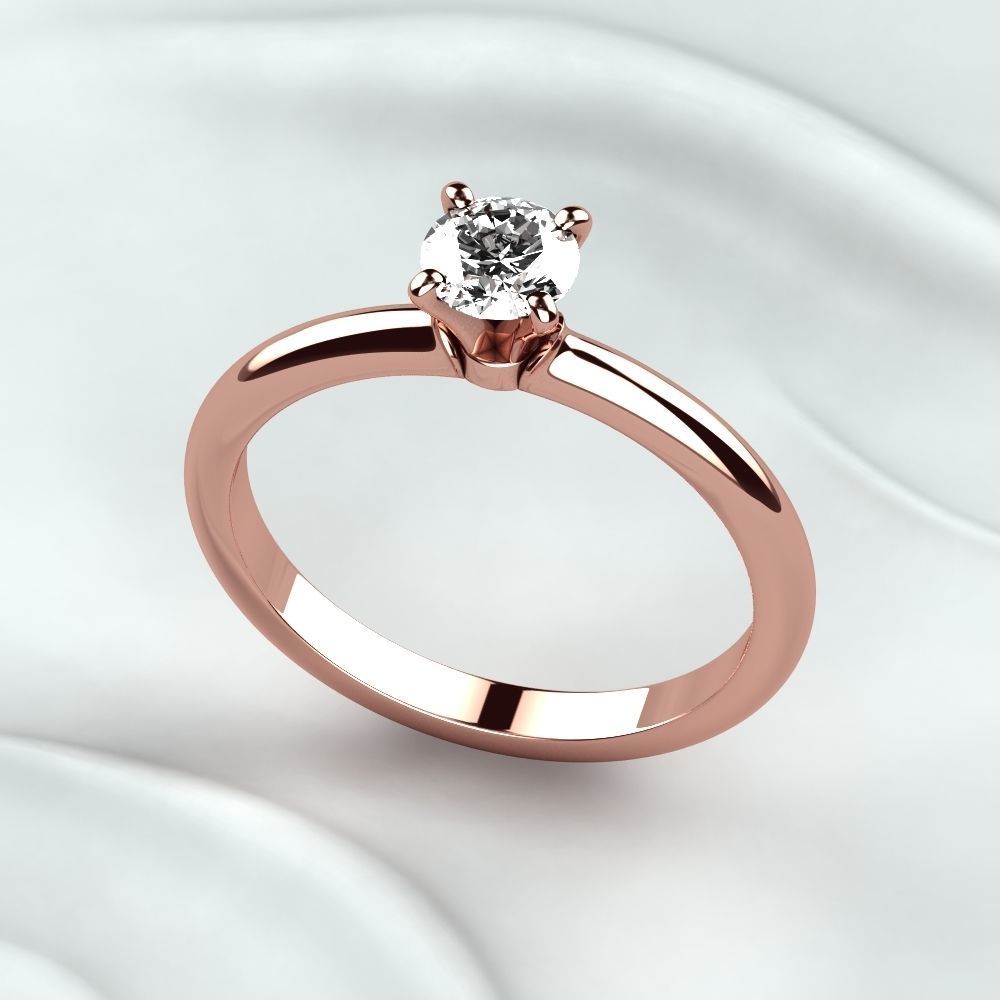 Single Diamond Wedding Rings Set 3D print model_6