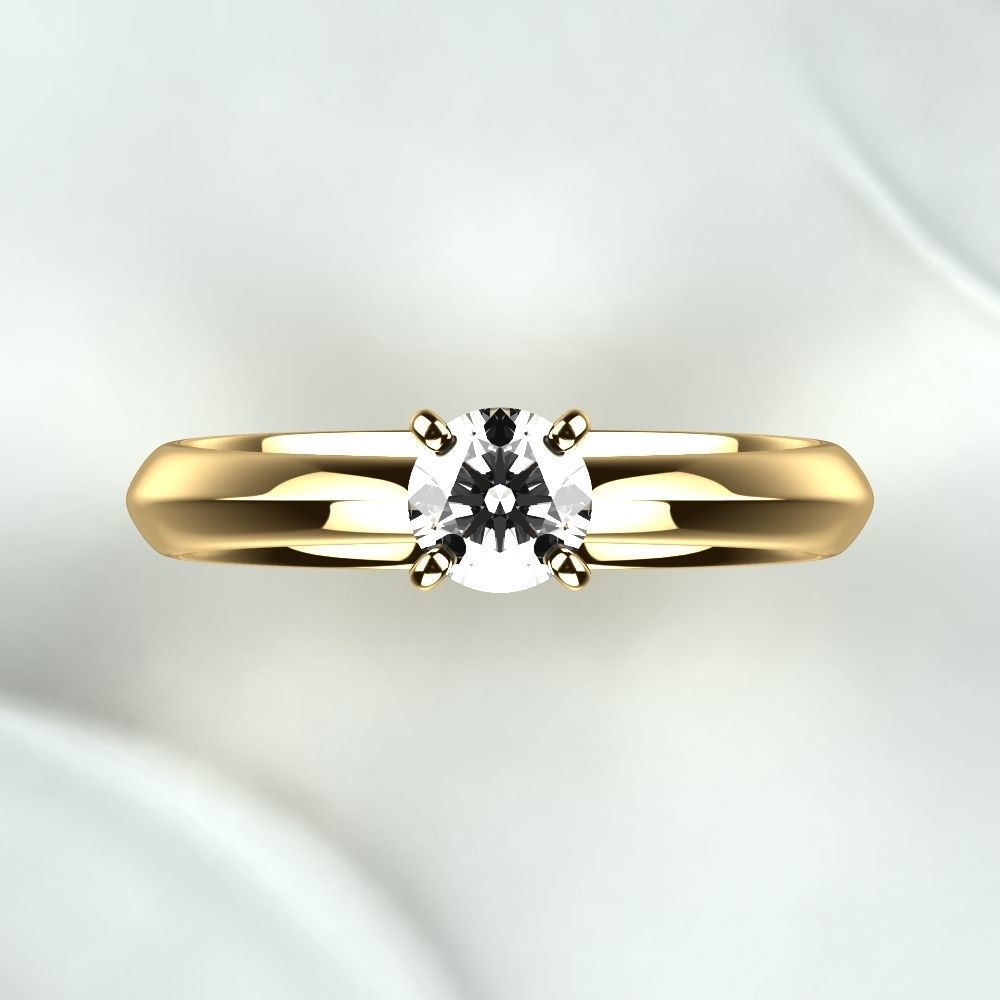 Single Diamond Wedding Rings Set 3D print model_13