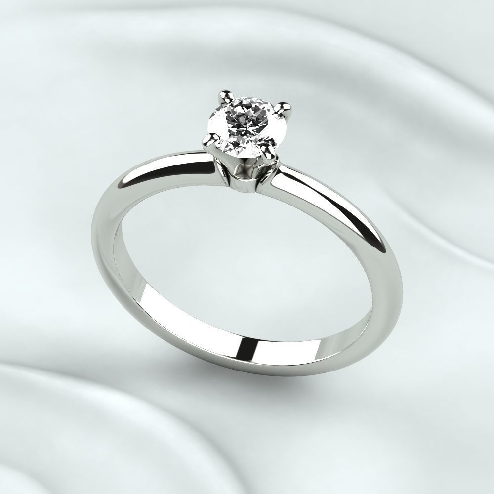 Single Diamond Wedding Rings Set 3D print model_5