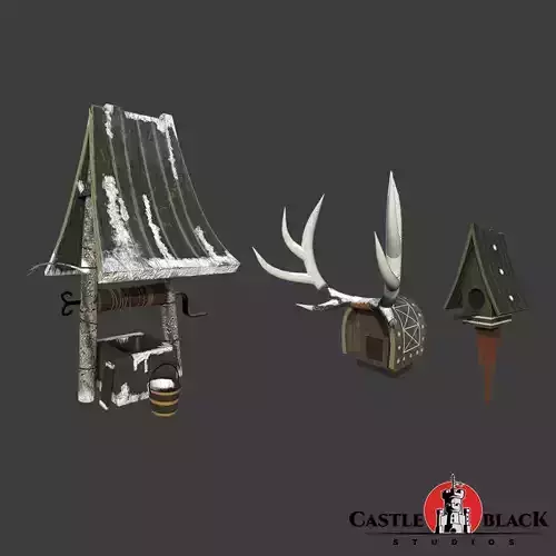 Stylized Well and  Bird House