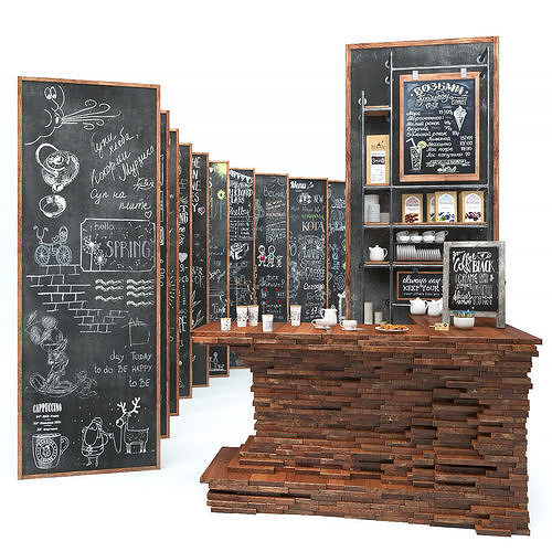A set for creating slate surfaces with images by a chalk 3 3D model