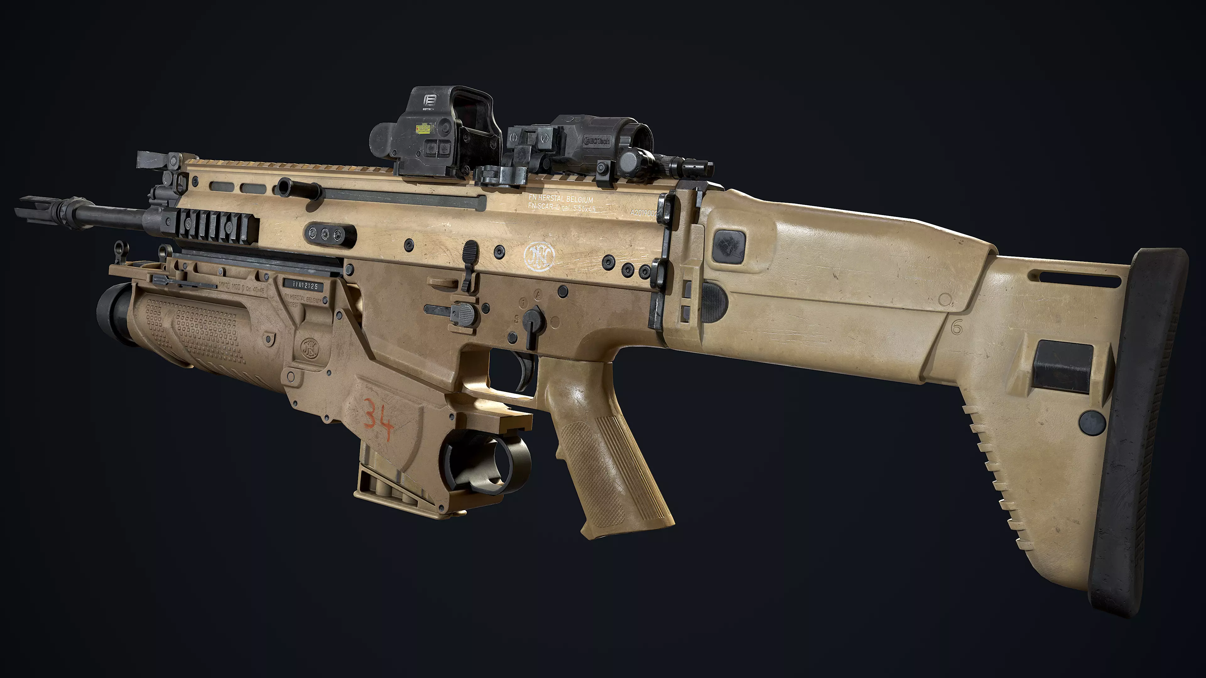 FN SCAR-L-H - EGLM Low-poly 3D model