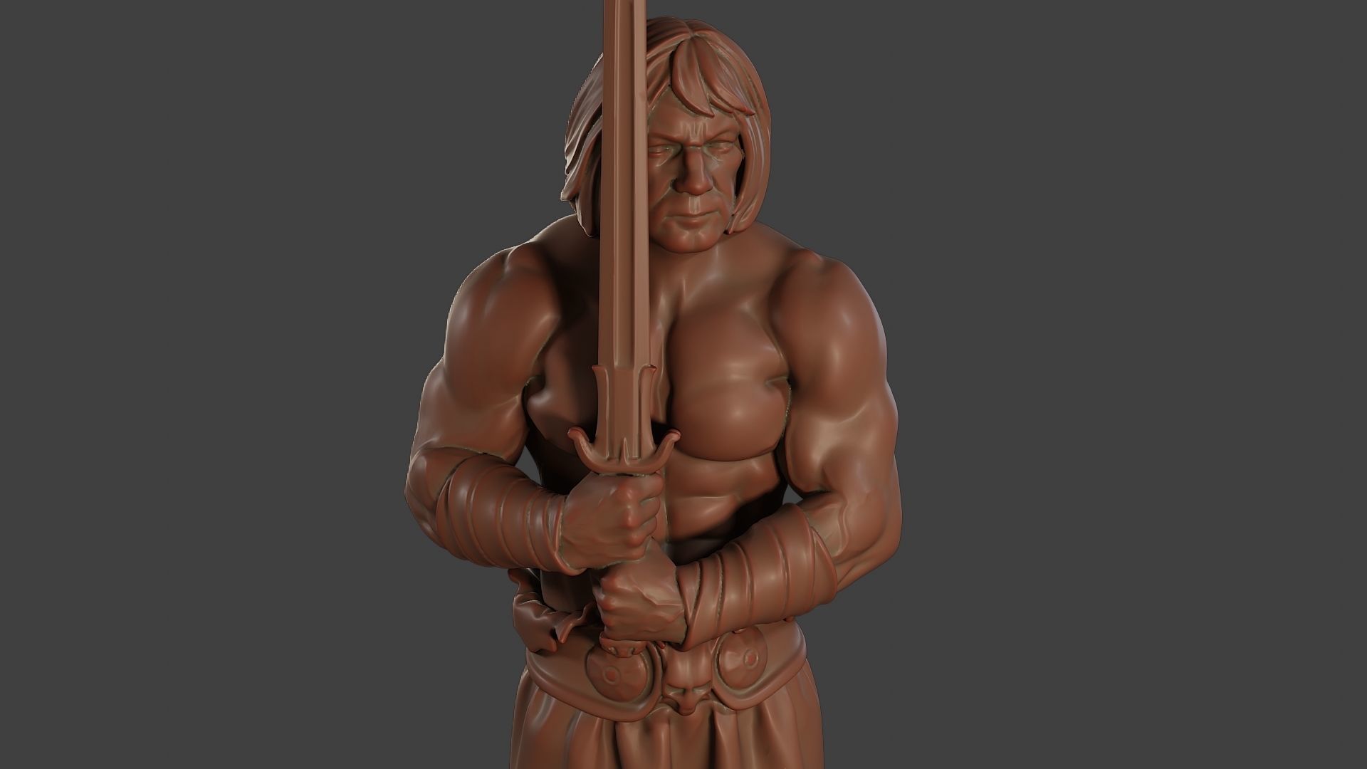 Male Barbarian 2HSword Stand 3D print model_19