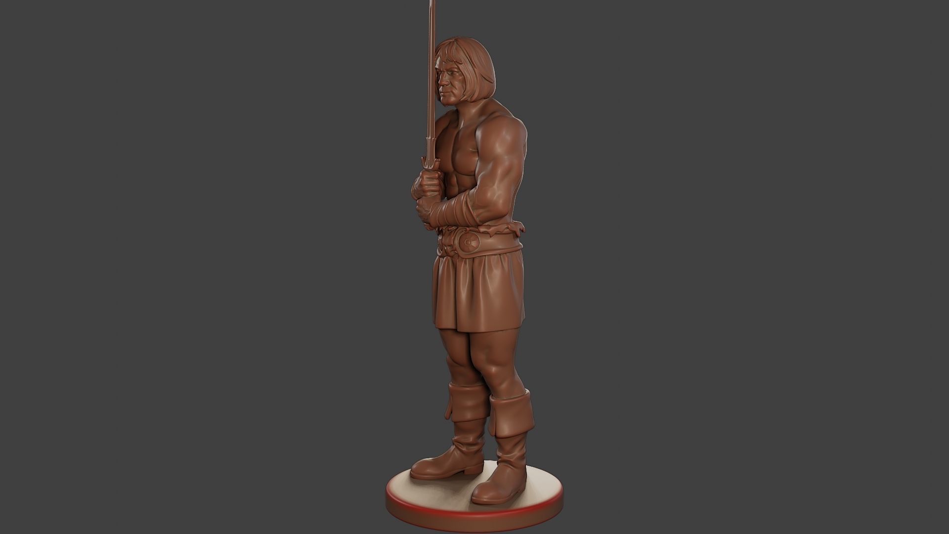 Male Barbarian 2HSword Stand 3D print model_2