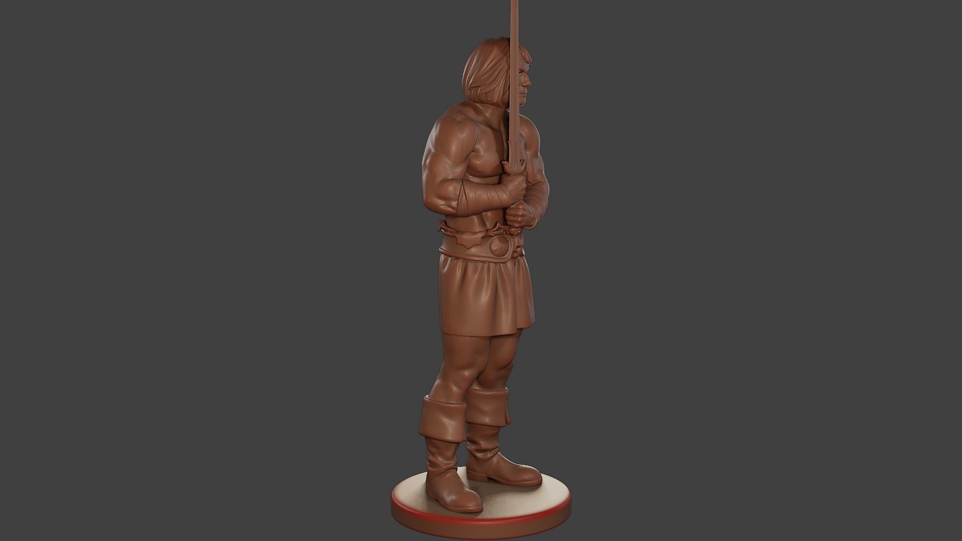 Male Barbarian 2HSword Stand 3D print model_9
