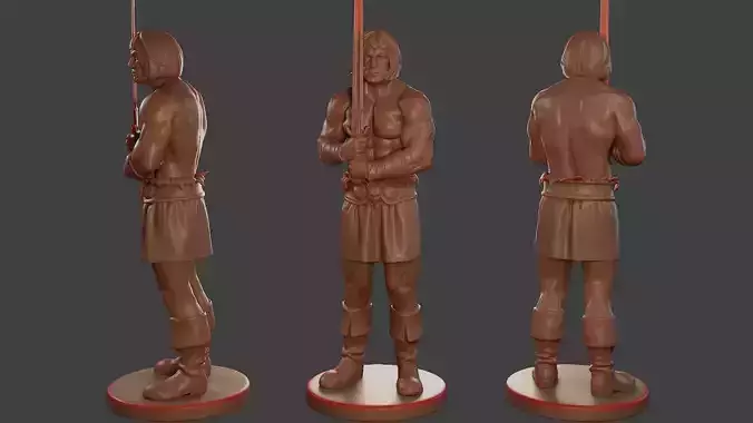 Male Barbarian 2HSword Stand 3D print model
