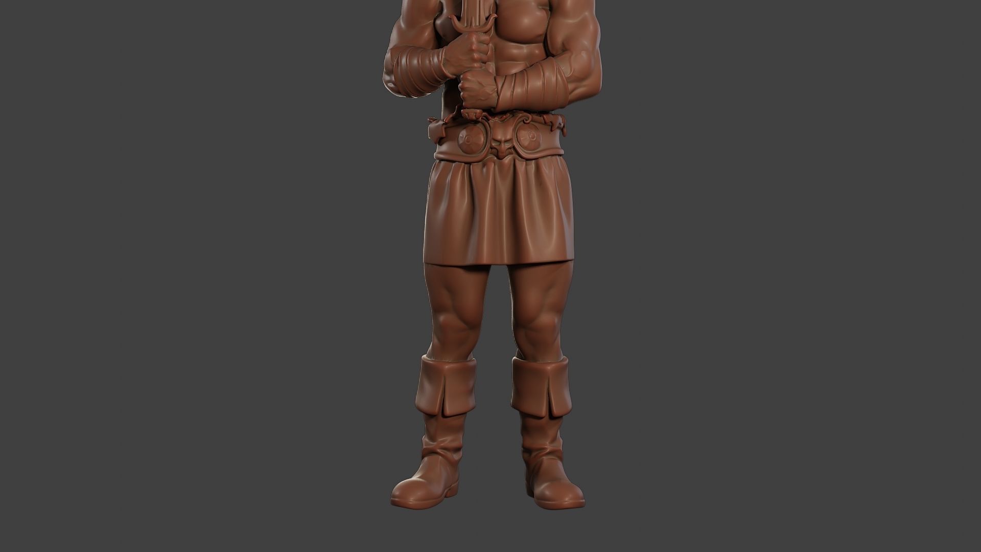 Male Barbarian 2HSword Stand 3D print model_28
