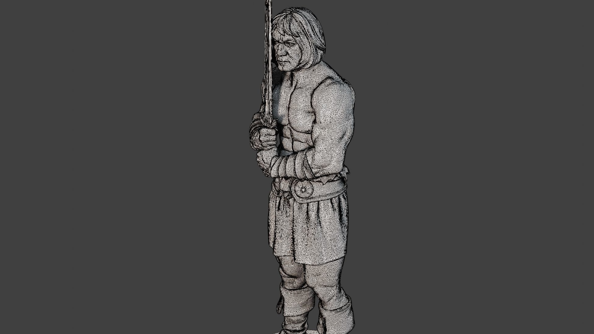 Male Barbarian 2HSword Stand 3D print model_12