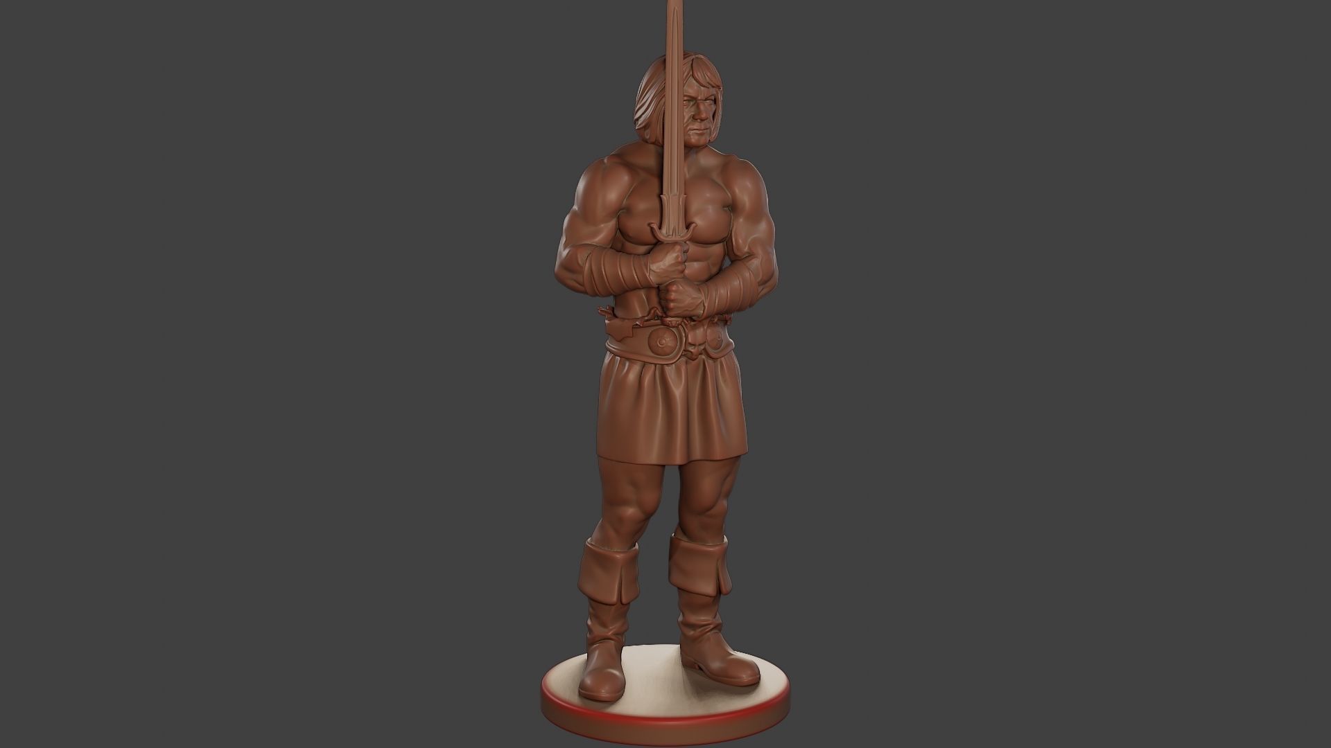 Male Barbarian 2HSword Stand 3D print model_10