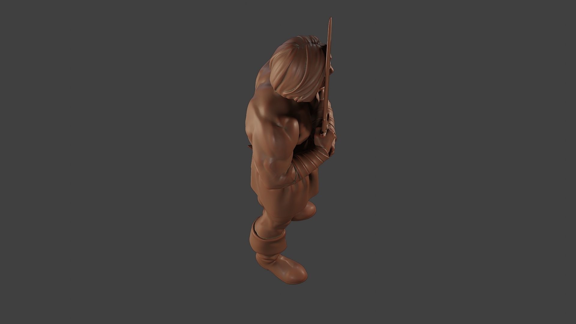 Male Barbarian 2HSword Stand 3D print model_23