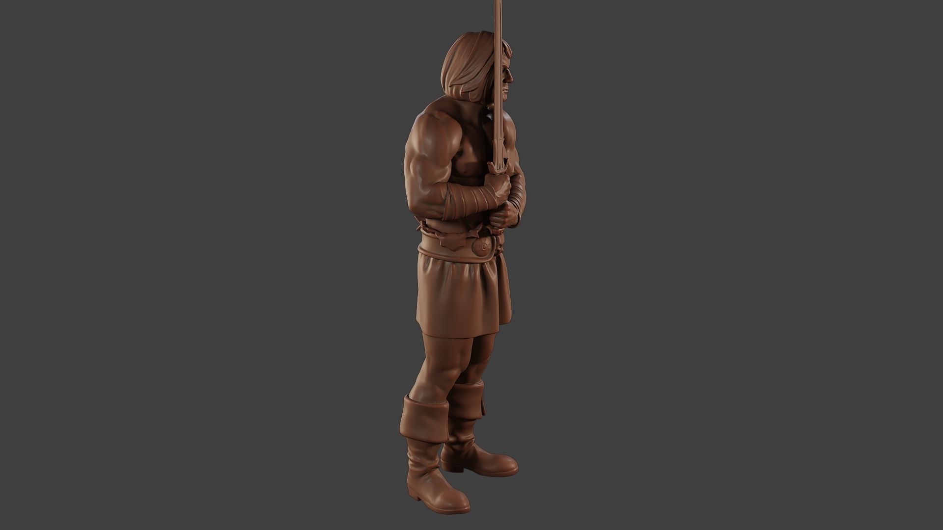 Male Barbarian 2HSword Stand 3D print model_30