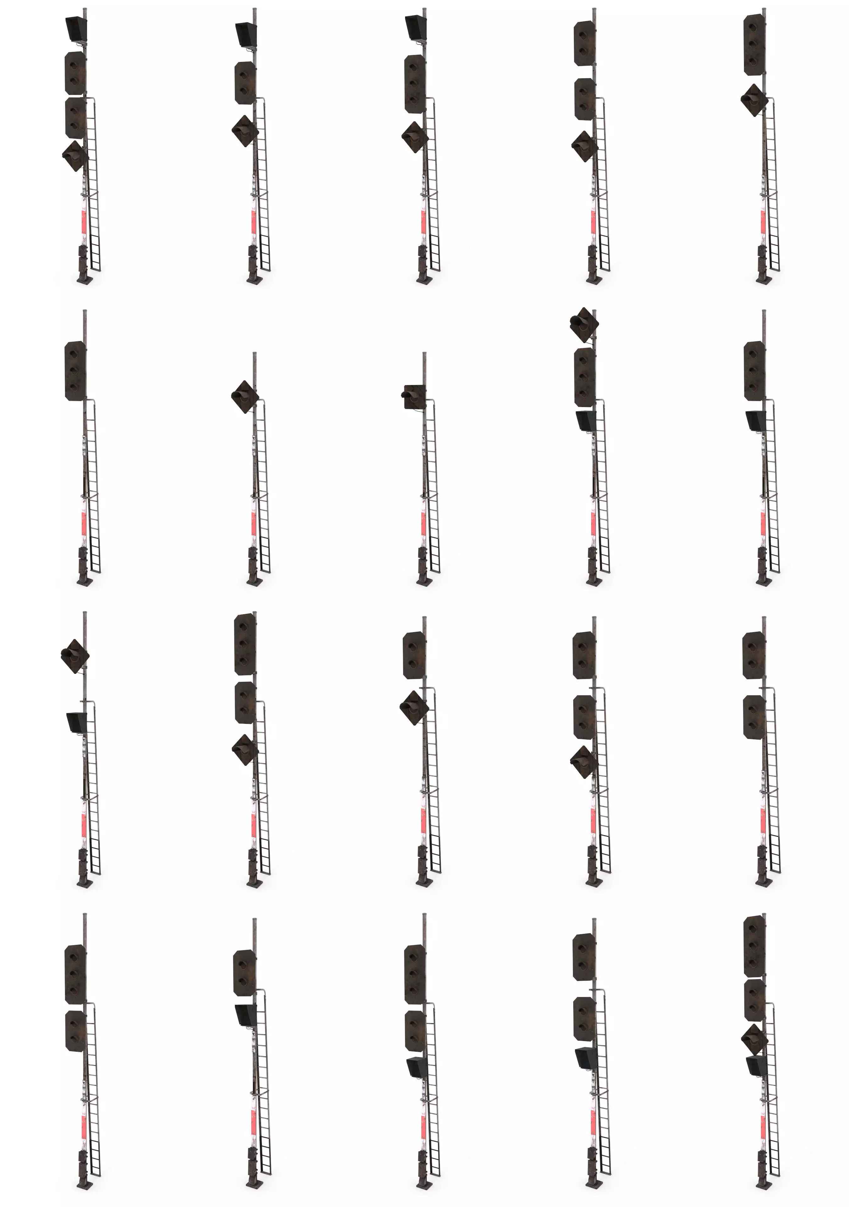 Train Traffic Light Pack 2 Low-poly 3D model_0