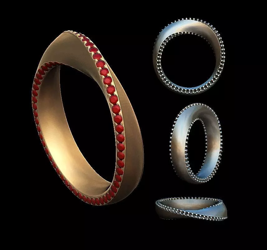 twisted ring 3D print model_0