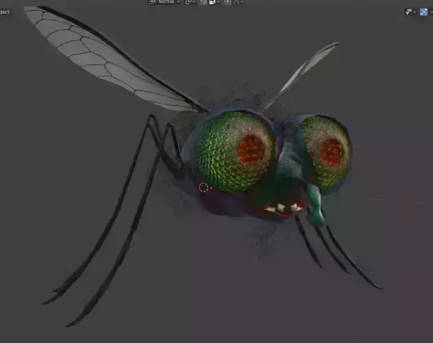 Fly-rigged bee with wings 3D model