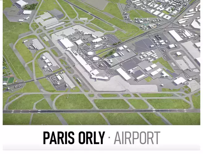 Paris Orly Airport Low-poly 3D model