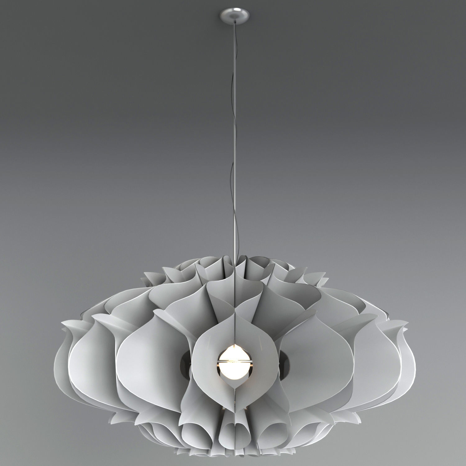Tyvek flower pendant light 3D model_2