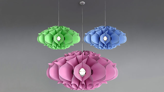 Tyvek flower pendant light 3D model