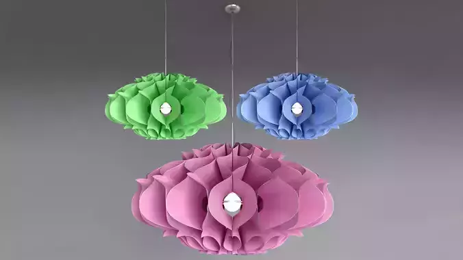 Tyvek flower pendant light 3D model