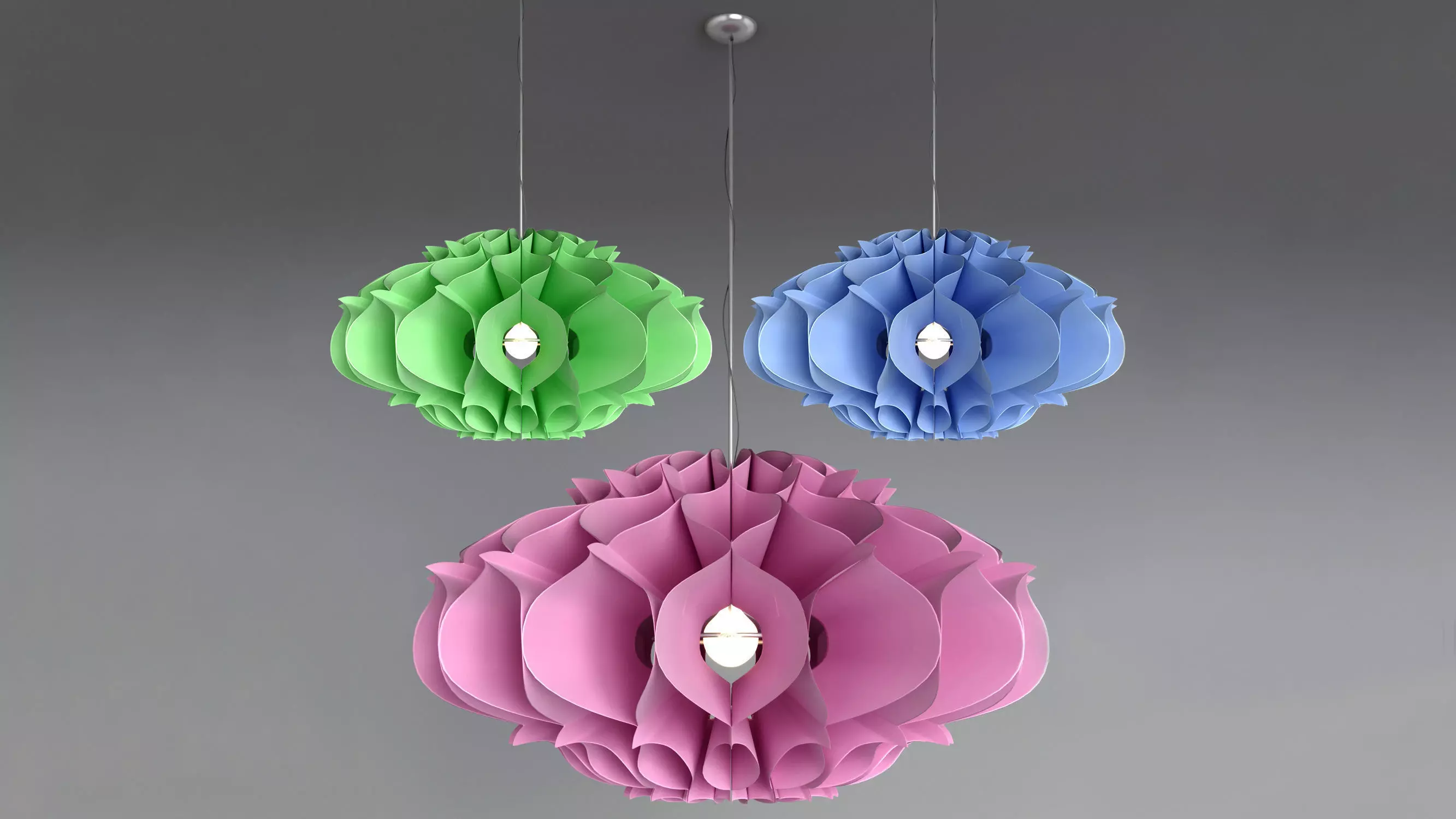 Tyvek flower pendant light 3D model_0