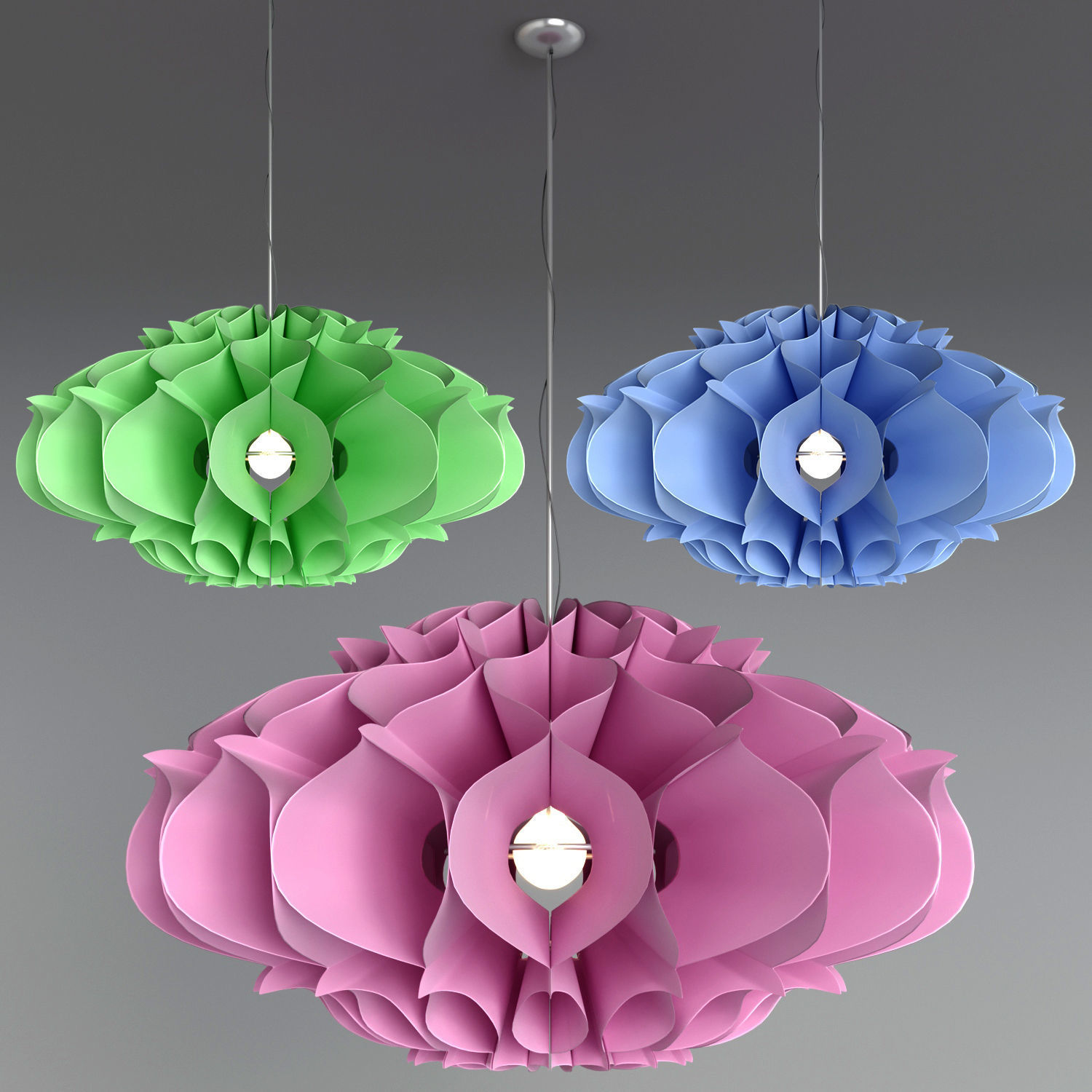 Tyvek flower pendant light 3D model_1