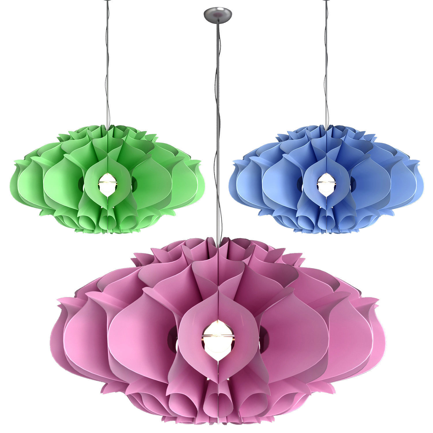 Tyvek flower pendant light 3D model_7