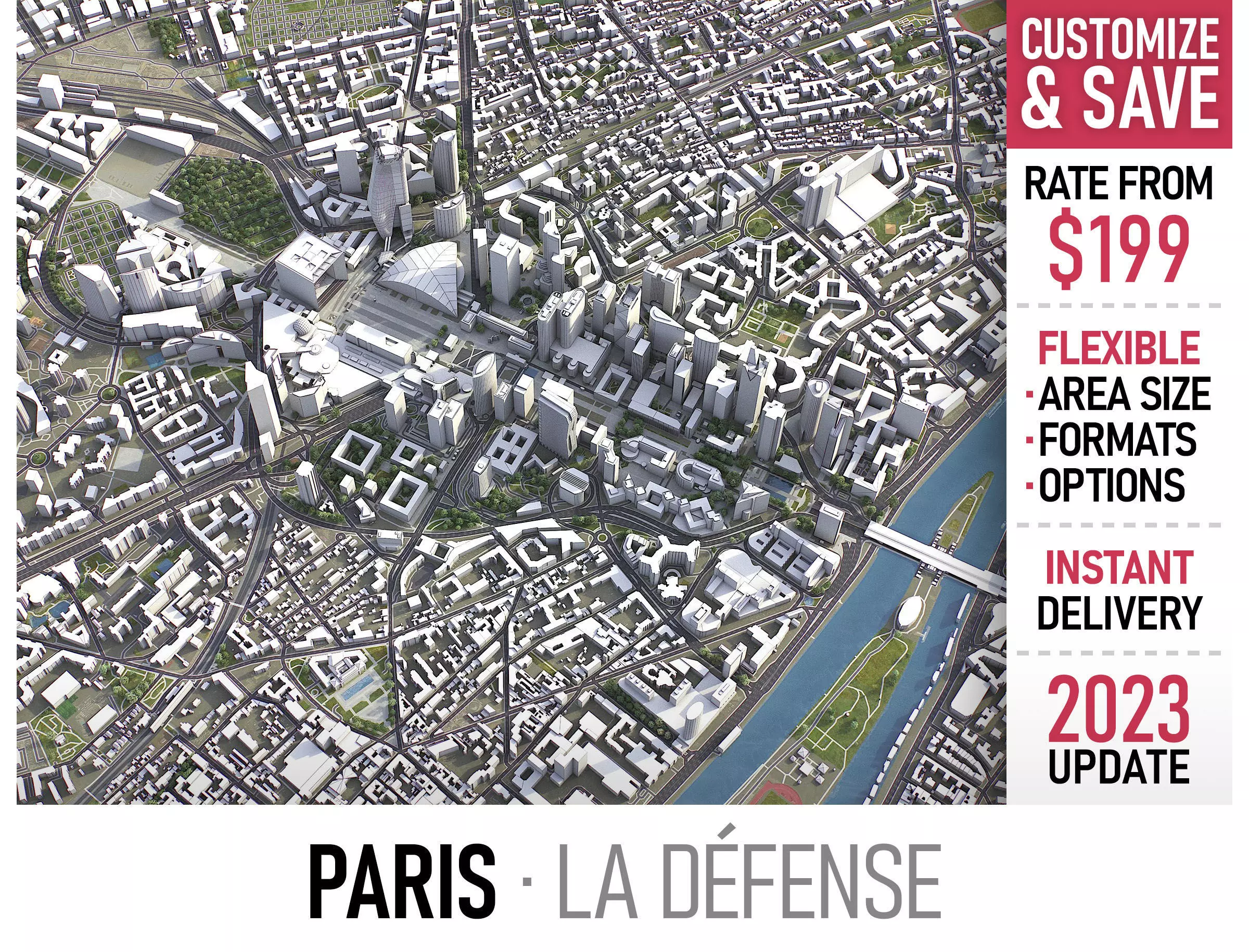 Paris - La Defense Low-poly 3D model_0