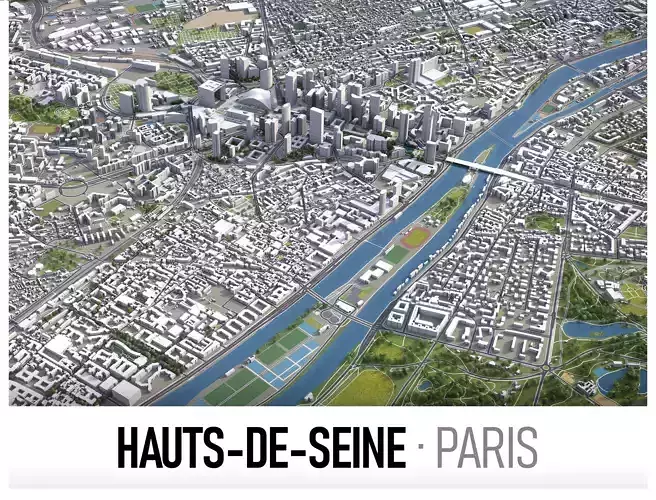 Paris - Hauts-de-Seine Low-poly 3D model