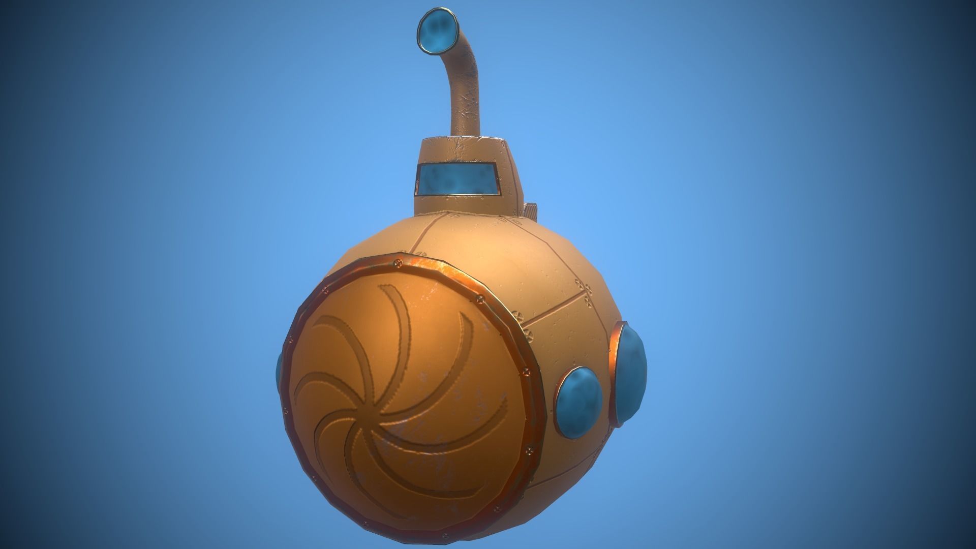 Submarine Low-poly 3D model_6