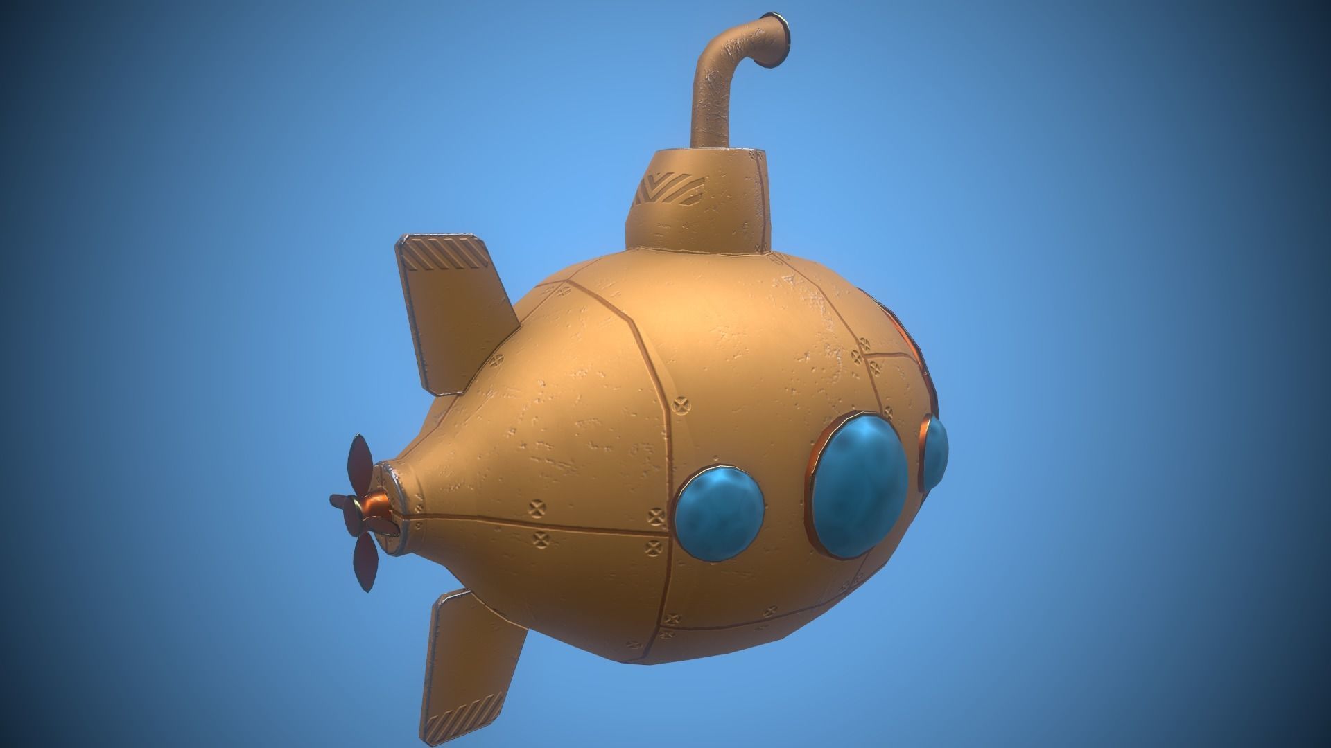 Submarine Low-poly 3D model_7
