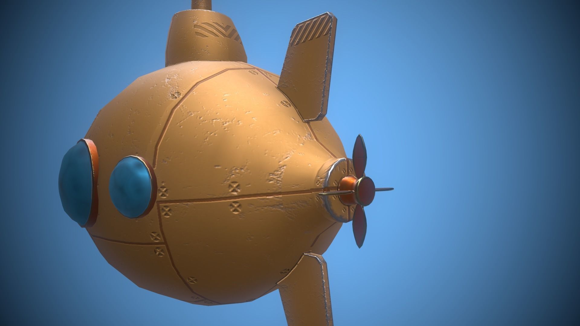 Submarine Low-poly 3D model_8
