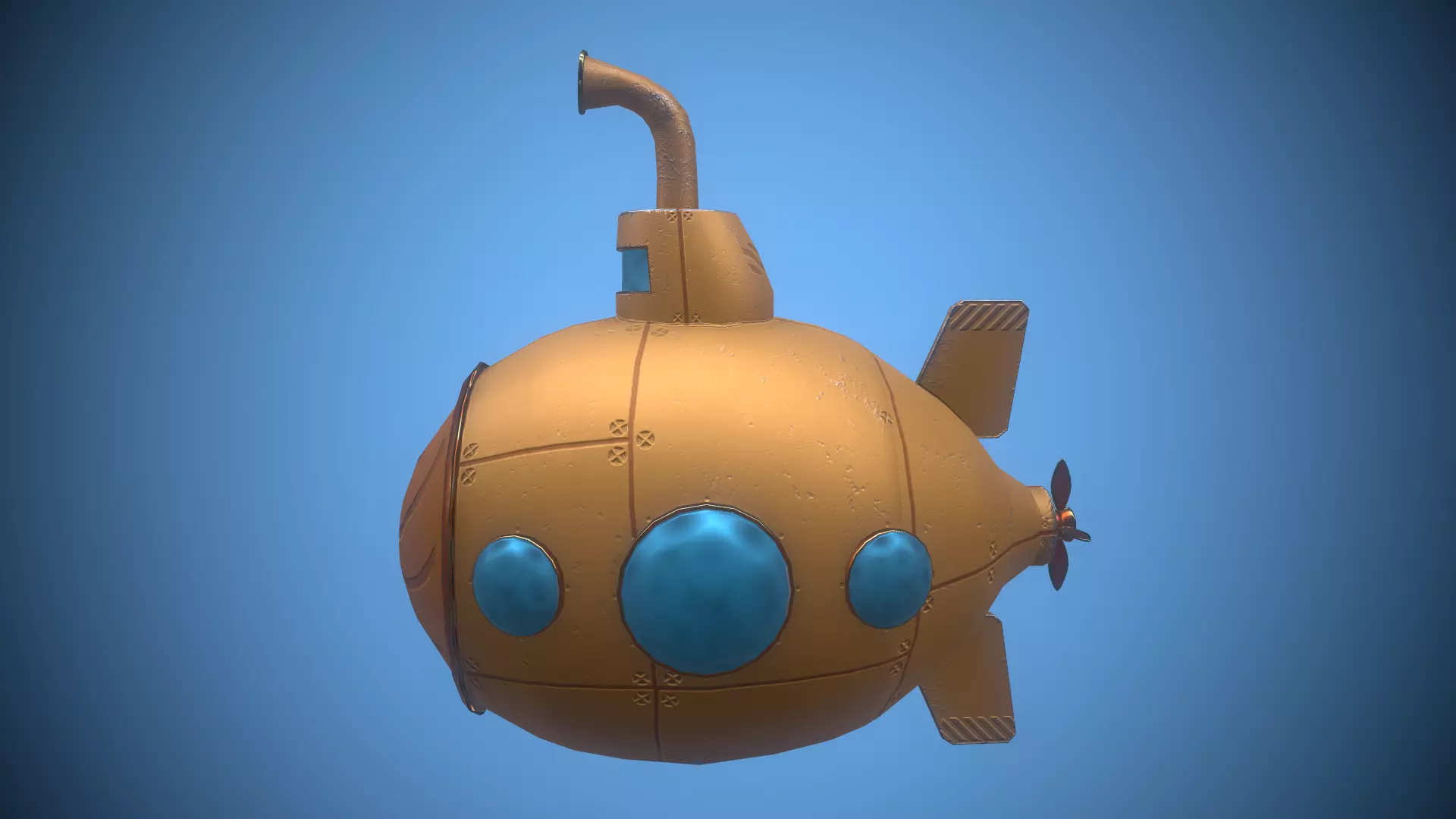 Submarine Low-poly 3D model_0