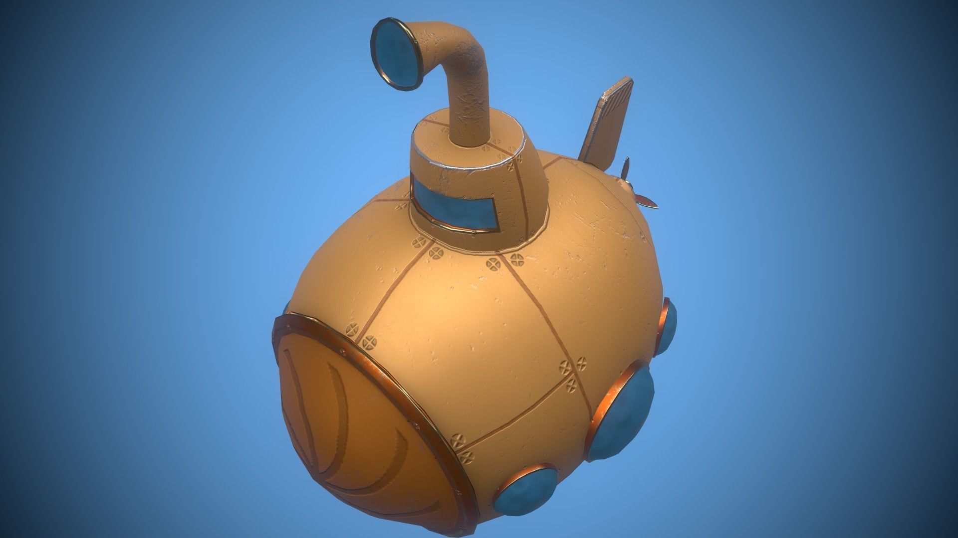 Submarine Low-poly 3D model_9