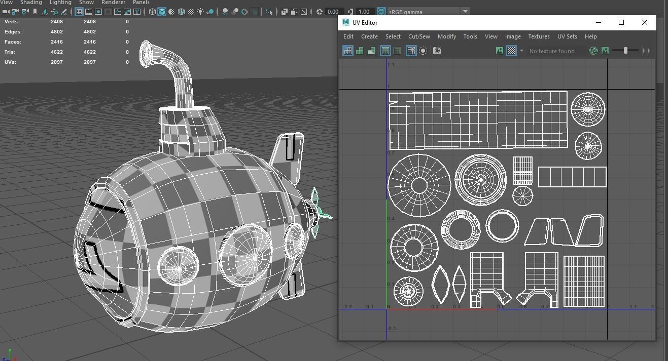 Submarine Low-poly 3D model_10