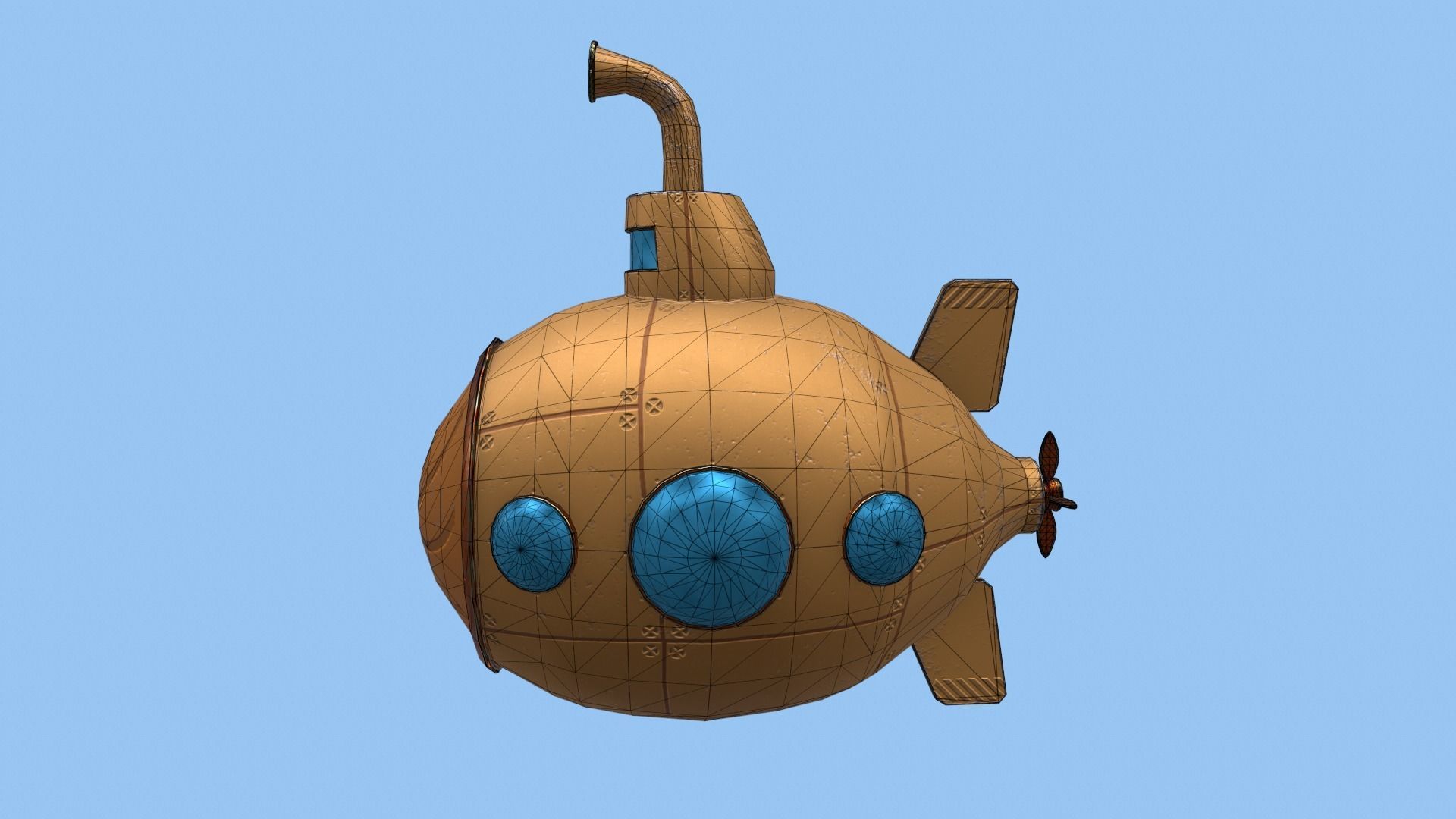 Submarine Low-poly 3D model_5