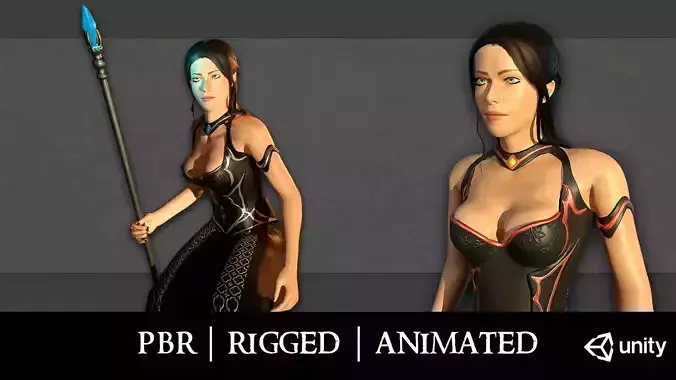 Fantasy mage - Female hero Low-poly 3D model