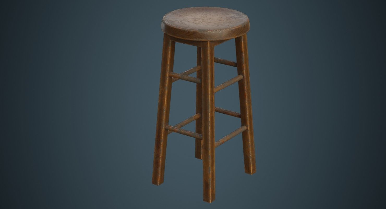 Stool 2B Low-poly 3D model_3