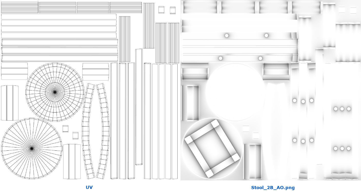 Stool 2B Low-poly 3D model_9